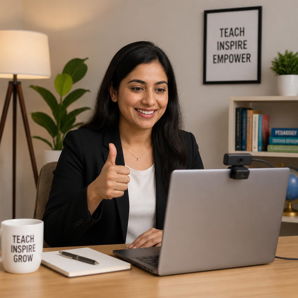 Teacher on successful video interview