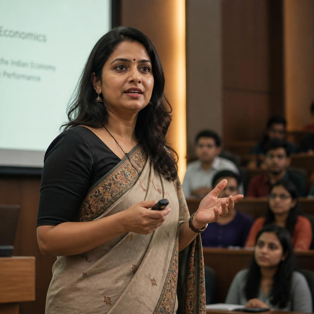 Female college professor lecturing